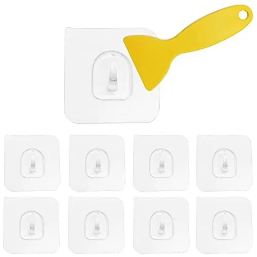 Produktbild: 通用 20 Stück Magische Haken, Transparenter Selbstklebende Haken, Nagelfreie Klebehaken Wandhaken, Selbstklebende Klebehaken mit Schaber, für Küche, Bad, Toilette Türwand, Wohnzimmer(5kg Max) (20)